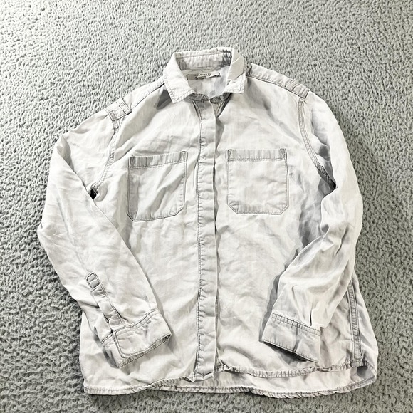 AllSaints Tops - AllSaints Shirt Womens 4 Gray Irva Tencel‎ Button Front Long Sleeve Top